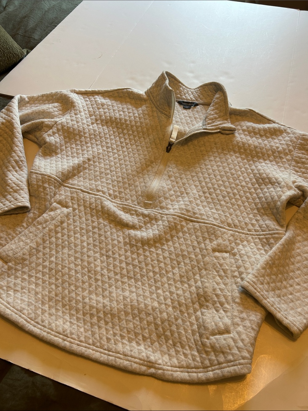 Women’s Eddie Bauer  Cream Quilted Half-Zip Pullover Sweater